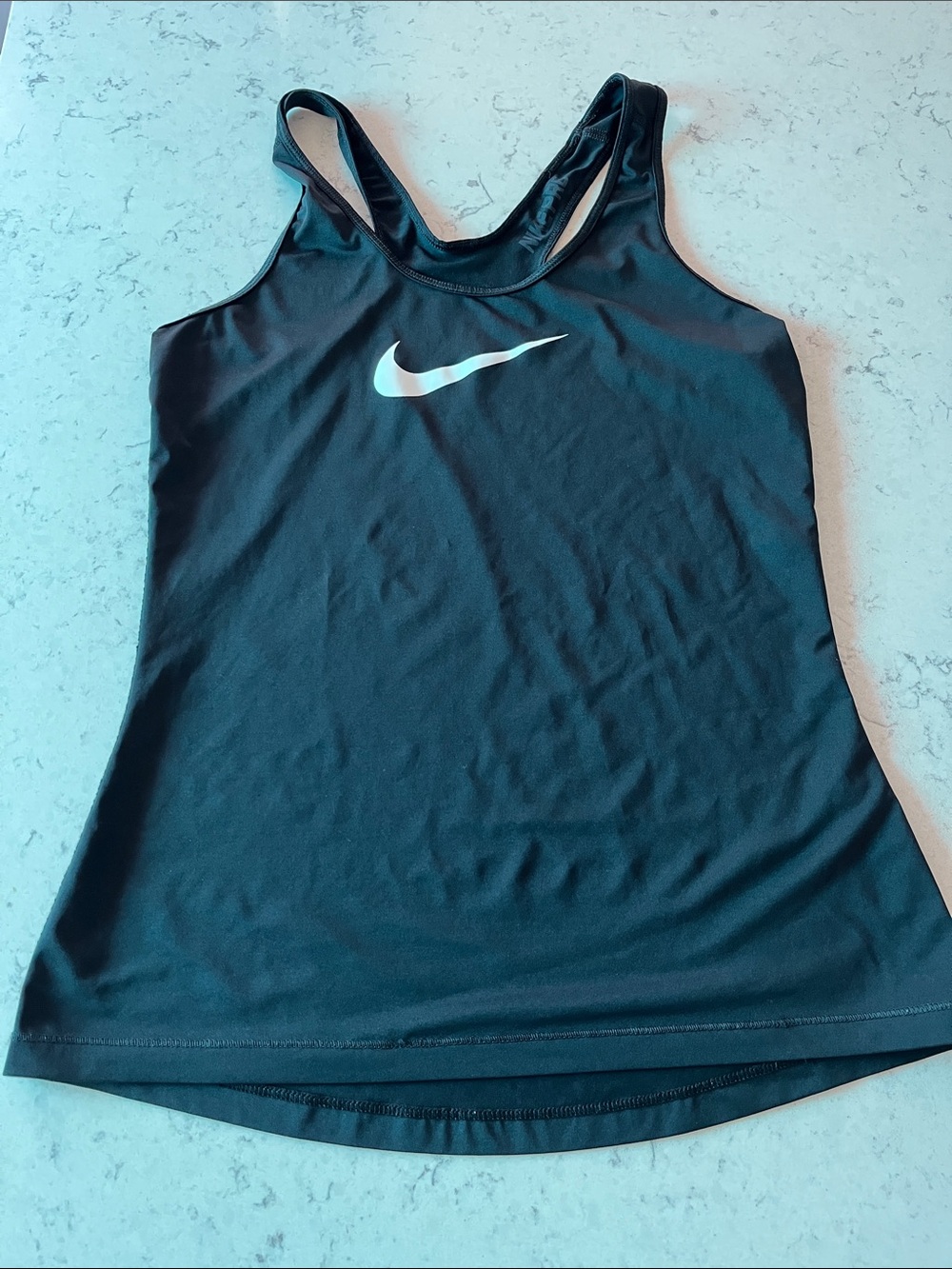 Nike Black Racerback Tank with White Swoosh size Medium